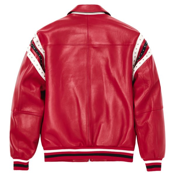 Pelle Pelle Encrusted Plush 78 Soda Club Red Leather Varsity Jacket - Image 2