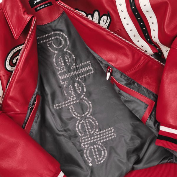 Pelle Pelle Encrusted Plush 78 Soda Club Red Leather Varsity Jacket - Image 4