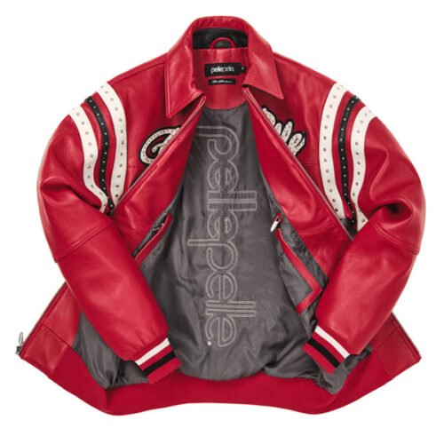 Pelle Pelle Encrusted Plush 78 Soda Club Red Leather Varsity Jacket - Image 3
