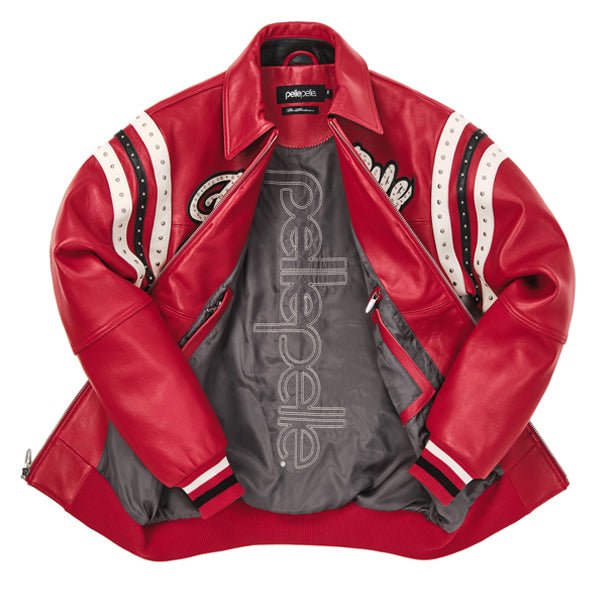 Pelle Pelle Encrusted Plush 78 Soda Club Red Leather Varsity Jacket - Image 3