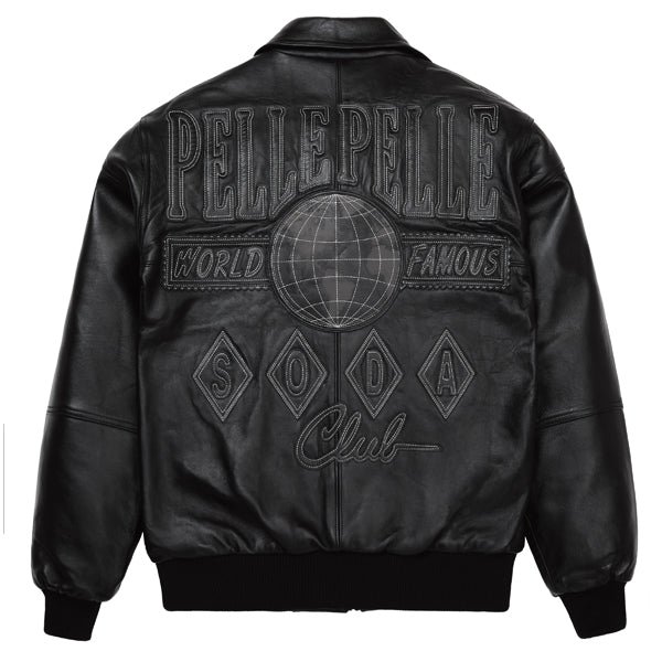 Pelle Pelle Logo World Famous Soda Club Full Black Leather Jacket - Image 2