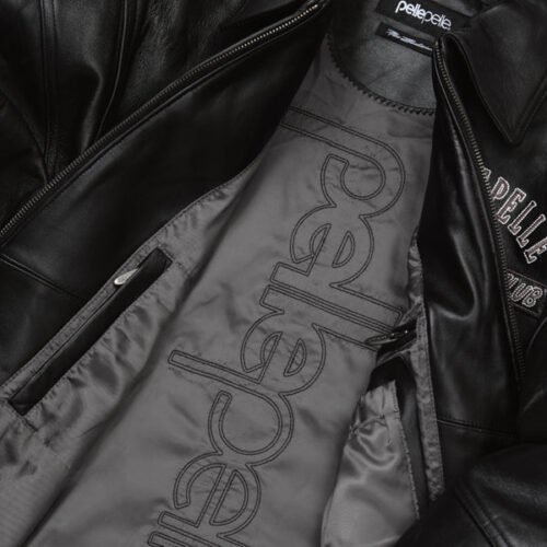 Pelle Pelle Logo World Famous Soda Club Full Black Leather Jacket - Image 4