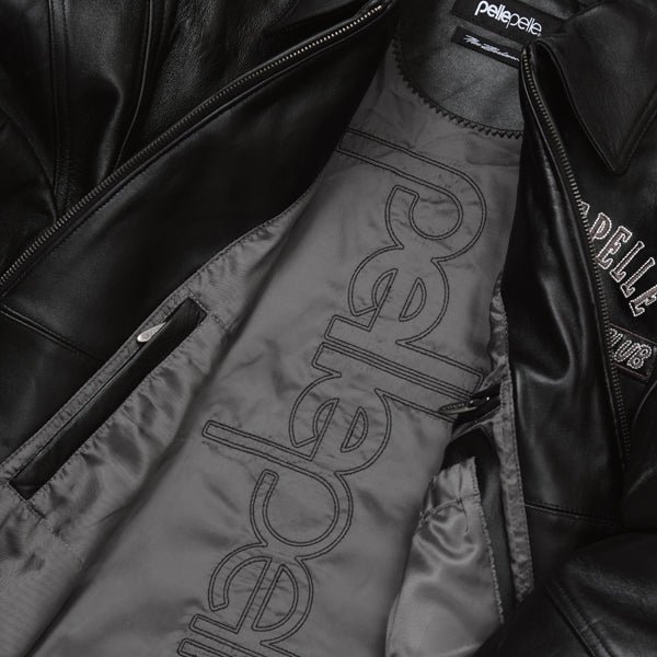 Pelle Pelle Logo World Famous Soda Club Full Black Leather Jacket - Image 4