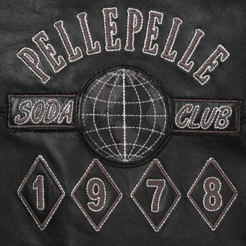 Pelle Pelle Logo World Famous Soda Club Full Black Leather Jacket - Image 6