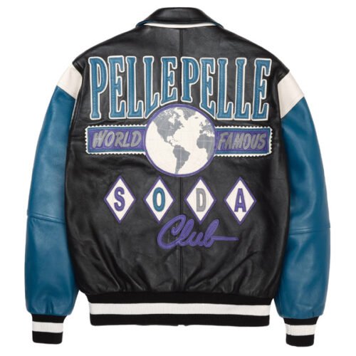 Alternative view of Pelle Pelle World Famous Soda Club Black & Teal Leather Jacket