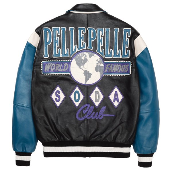 Pelle Pelle World Famous Soda Club Black & Teal Leather Jacket - Image 2