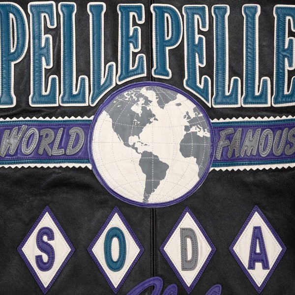 Pelle Pelle World Famous Soda Club Black & Teal Leather Jacket - Image 6