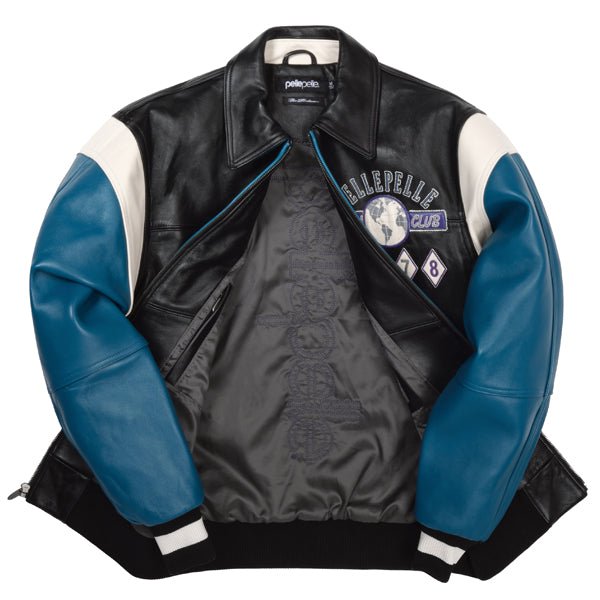 Pelle Pelle World Famous Soda Club Black & Teal Leather Jacket - Image 3