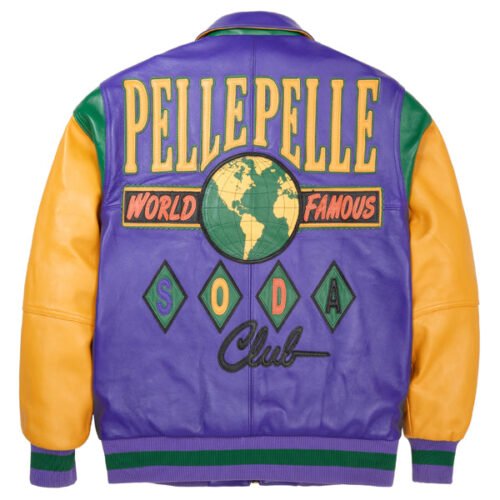 Alternative view of Pelle Pelle World Famous Soda Club Purple & Yellow Leather Jacket