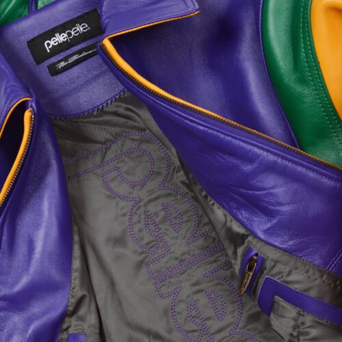 Pelle Pelle World Famous Soda Club Purple & Yellow Leather Jacket - Image 4