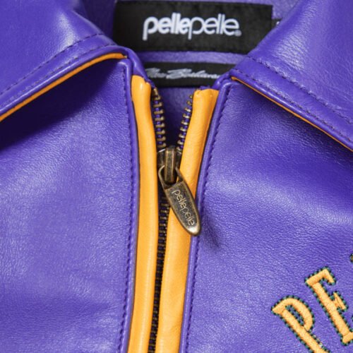 Pelle Pelle World Famous Soda Club Purple & Yellow Leather Jacket - Image 5