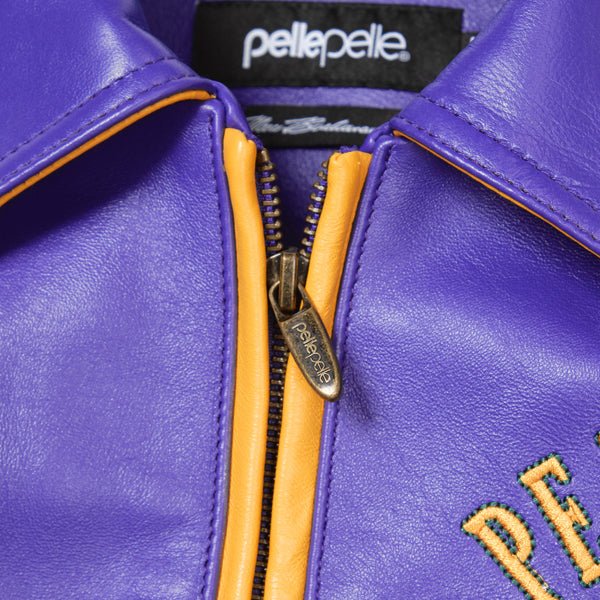 Pelle Pelle World Famous Soda Club Purple & Yellow Leather Jacket - Image 5