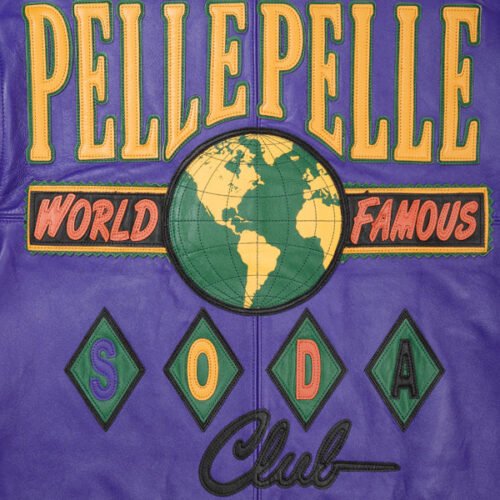 Pelle Pelle World Famous Soda Club Purple & Yellow Leather Jacket - Image 6