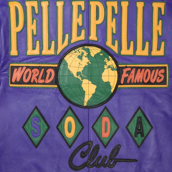 Pelle Pelle World Famous Soda Club Purple & Yellow Leather Jacket - Image 6
