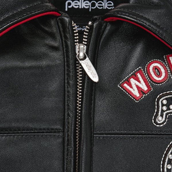 Pelle Pelle 78 World Tour Plush Black & Red Leather Varsity Jacket - Image 5