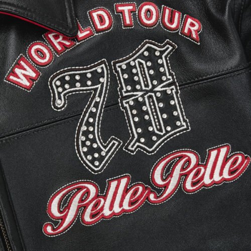 Pelle Pelle 78 World Tour Plush Black & Red Leather Varsity Jacket - Image 6
