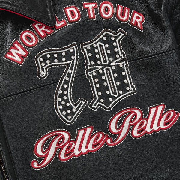 Pelle Pelle 78 World Tour Plush Black & Red Leather Varsity Jacket - Image 6