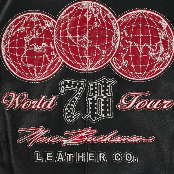 Pelle Pelle 78 World Tour Plush Black & Red Leather Varsity Jacket - Image 7