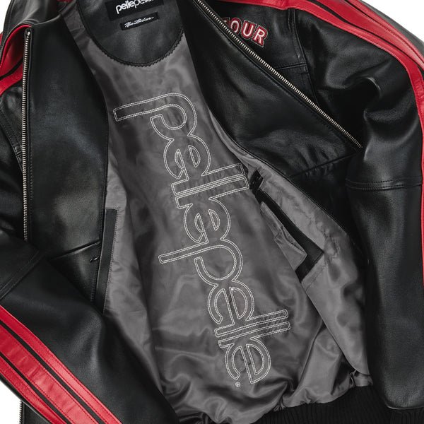 Pelle Pelle 78 World Tour Plush Black & Red Leather Varsity Jacket - Image 4