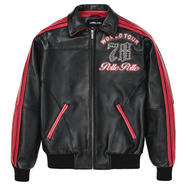 Pelle Pelle 78 World Tour Plush Black & Red Leather Varsity Jacket