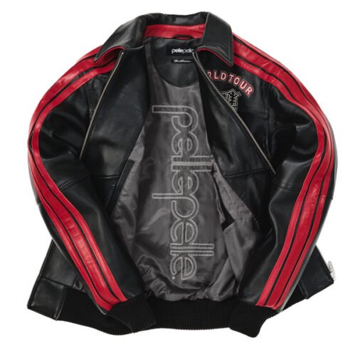 Pelle Pelle 78 World Tour Plush Black & Red Leather Varsity Jacket - Image 3