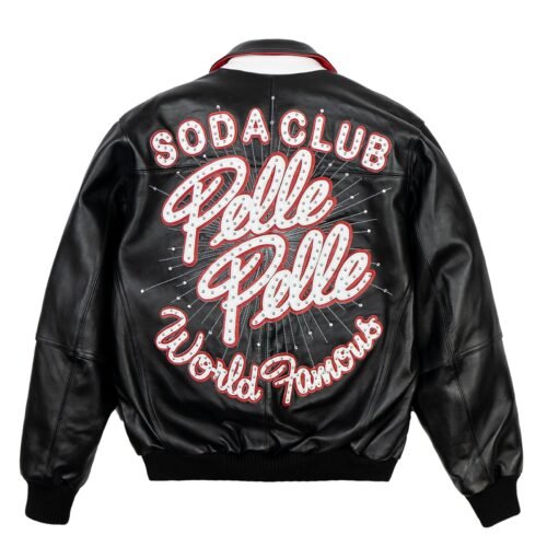Alternative view of Pelle Pelle Logo World Famous Soda Club Black Leather Jacket