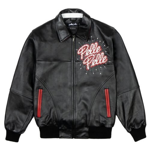Pelle Pelle Logo World Famous Soda Club Black Leather Jacket