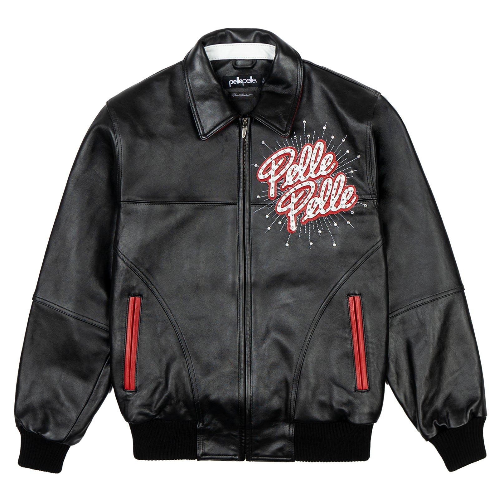 Pelle Pelle Logo World Famous Soda Club Black Leather Jacket