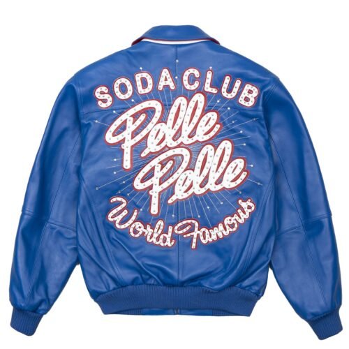 Alternative view of Pelle Pelle World Famous Soda Club Royal Blue Leather Varsity Jacket