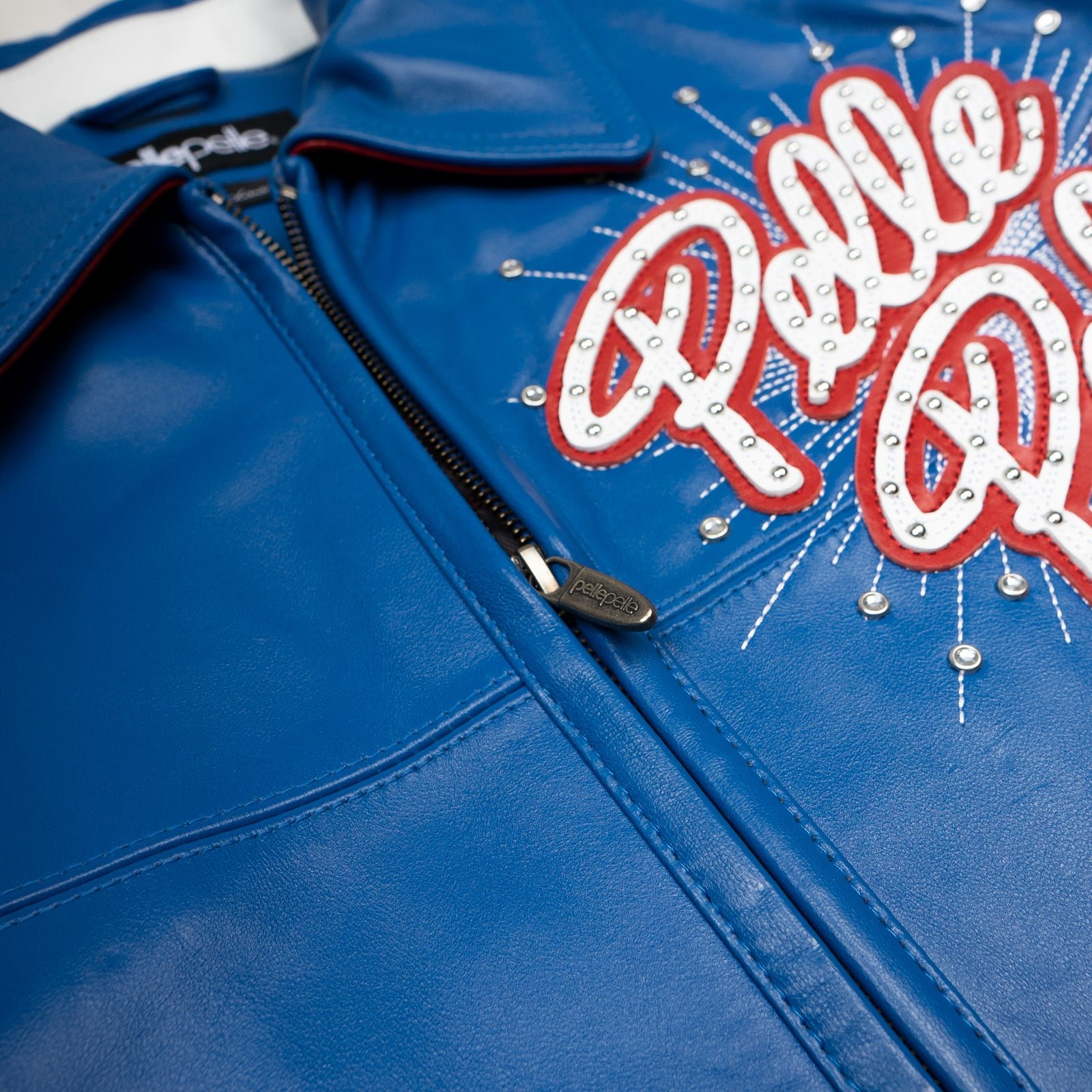 Pelle Pelle World Famous Soda Club Royal Blue Leather Varsity Jacket - Image 3