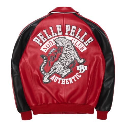 Pelle Pelle Soda Club Tiger Red & Black Leather Jacket