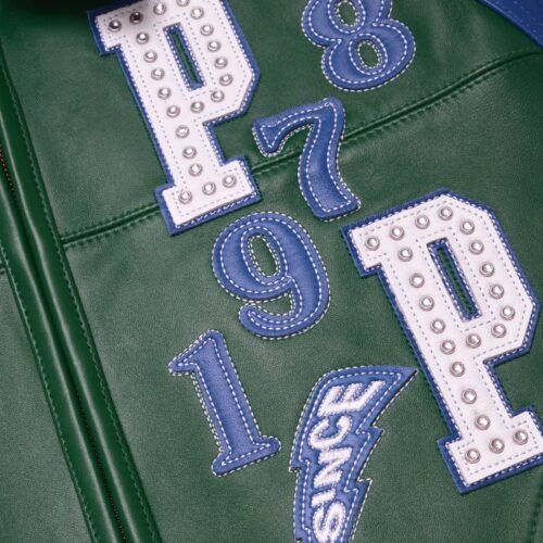 Pelle Pelle Soda Club Tiger Green & Royal Leather Jacket