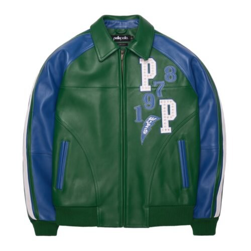 Pelle Pelle Soda Club Tiger Green & Royal Leather Jacket