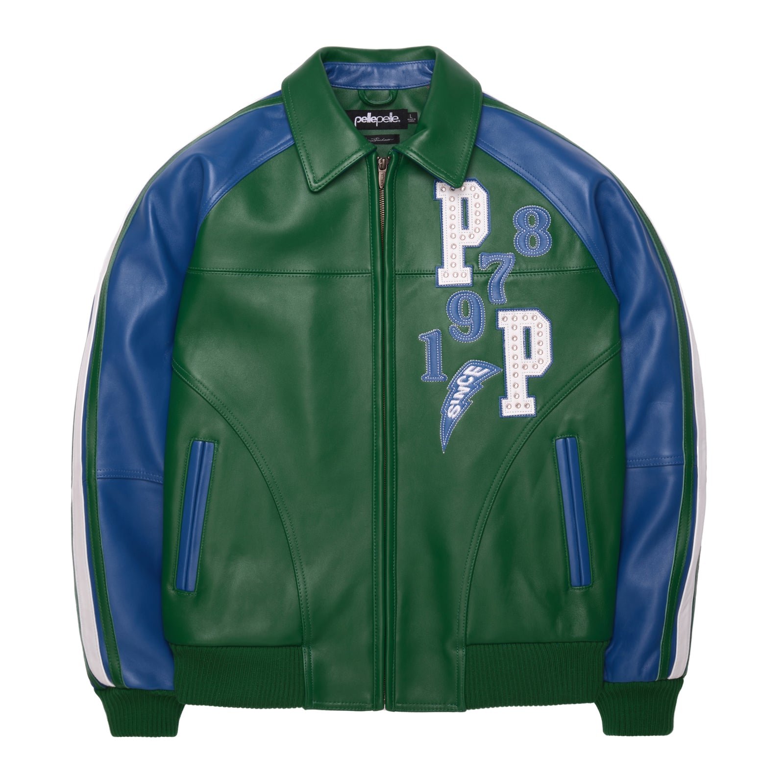 Pelle Pelle Soda Club Tiger Green & Royal Leather Jacket