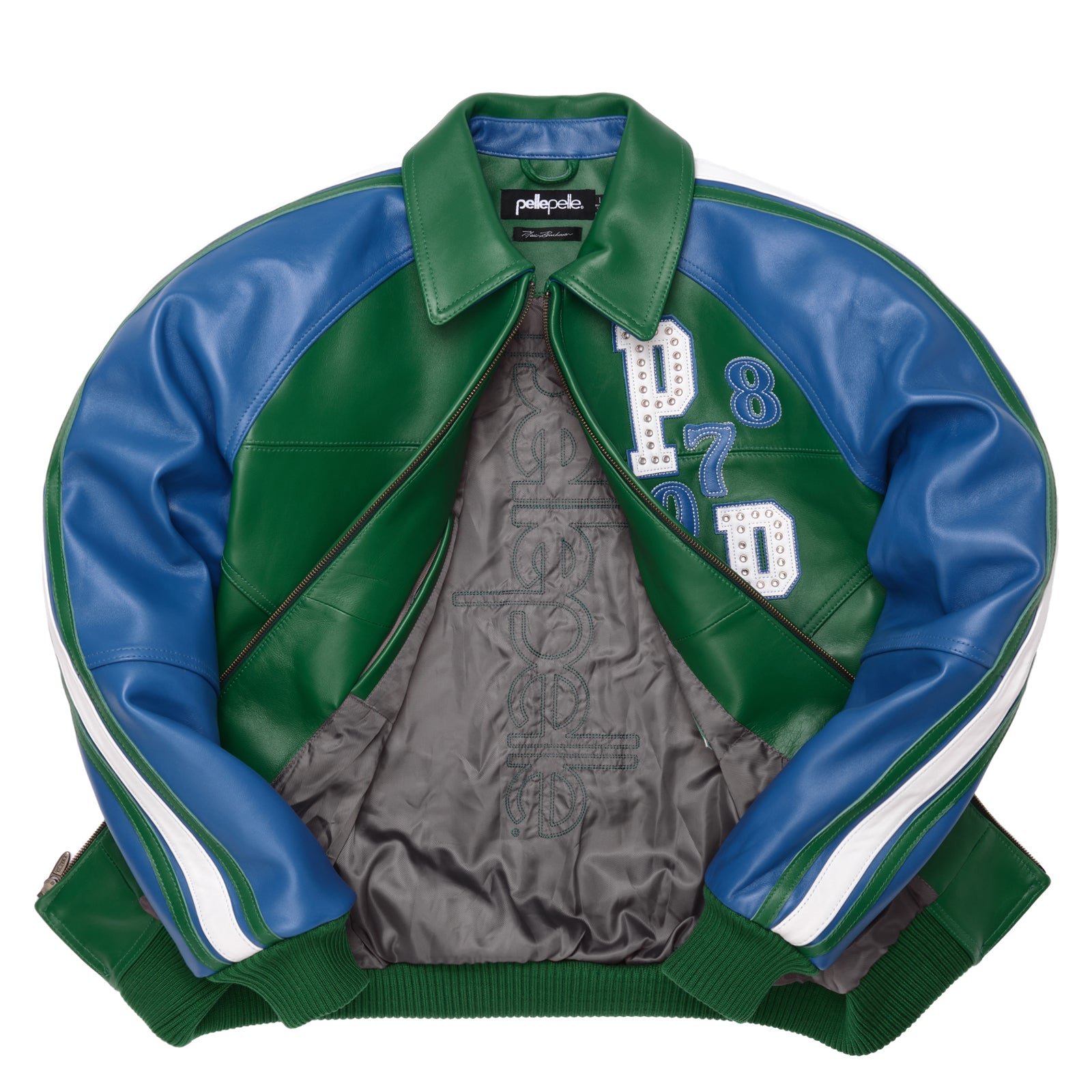 Pelle Pelle Soda Club Tiger Green & Royal Leather Jacket