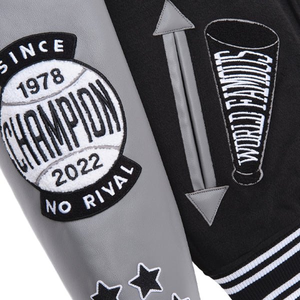 Pelle Pelle Black/Gray Wool & Leather Varsity Jacket - Image 4