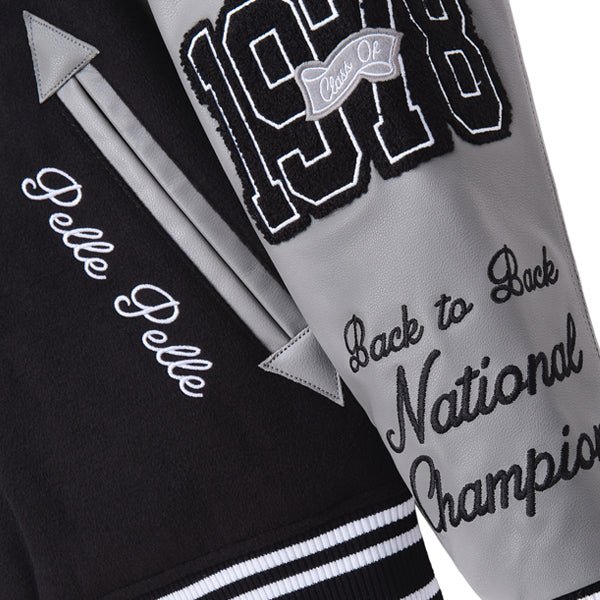 Pelle Pelle Black/Gray Wool & Leather Varsity Jacket - Image 5