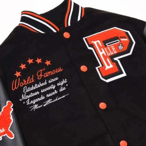 Pelle Pelle World Famous Black Wool & Leather Varsity Jacket - Image 4