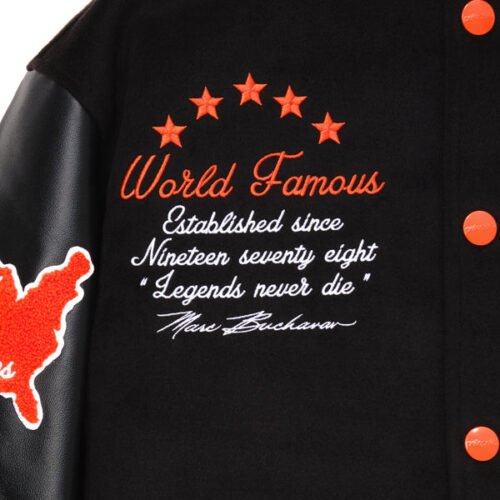 Pelle Pelle World Famous Black Wool & Leather Varsity Jacket - Image 6