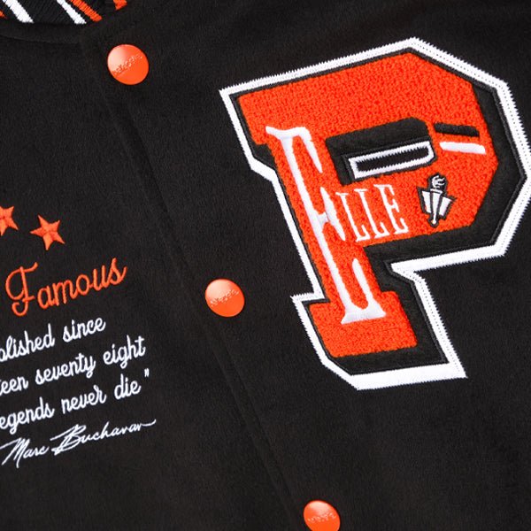 Pelle Pelle World Famous Black Wool & Leather Varsity Jacket - Image 7