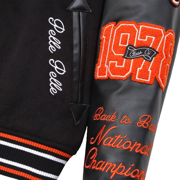 Pelle Pelle World Famous Black Wool & Leather Varsity Jacket - Image 8