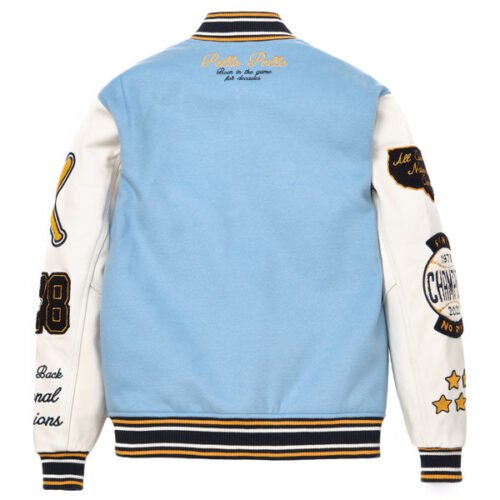 Alternative view of Pelle Pelle Light Blue & White Wool/Leather Varsity Jacket