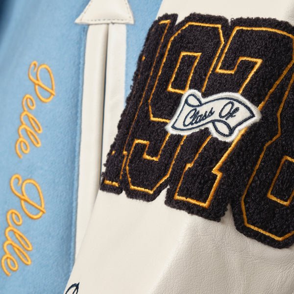 Pelle Pelle Light Blue & White Wool/Leather Varsity Jacket - Image 4