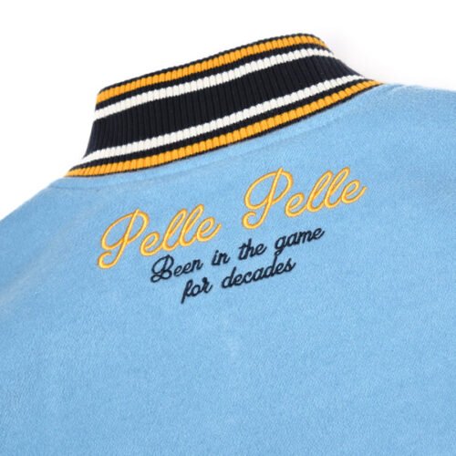 Pelle Pelle Light Blue & White Wool/Leather Varsity Jacket - Image 7