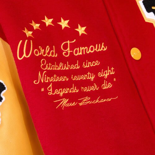 Pelle Pelle World Famous Red/Yellow Varsity Jacket - Image 4