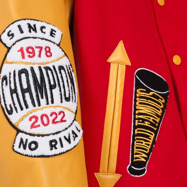 Pelle Pelle World Famous Red/Yellow Varsity Jacket - Image 5