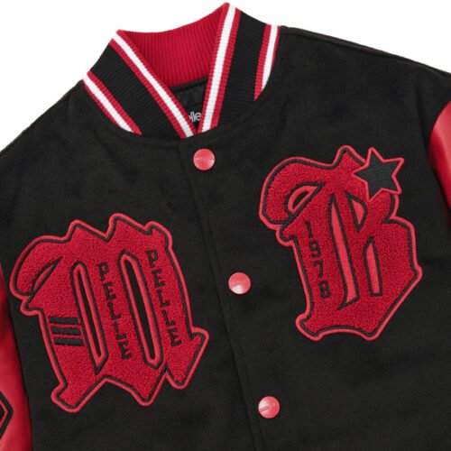 Pelle Pelle Black/Red Wool & Leather Varsity Jacket - Image 4