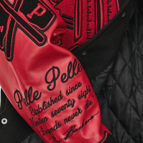 Pelle Pelle Black/Red Wool & Leather Varsity Jacket - Image 6
