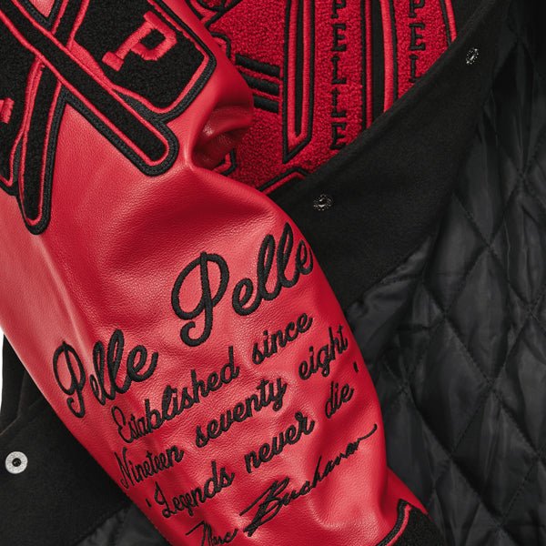 Pelle Pelle Black/Red Wool & Leather Varsity Jacket - Image 6