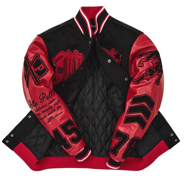 Pelle Pelle Black/Red Wool & Leather Varsity Jacket - Image 3